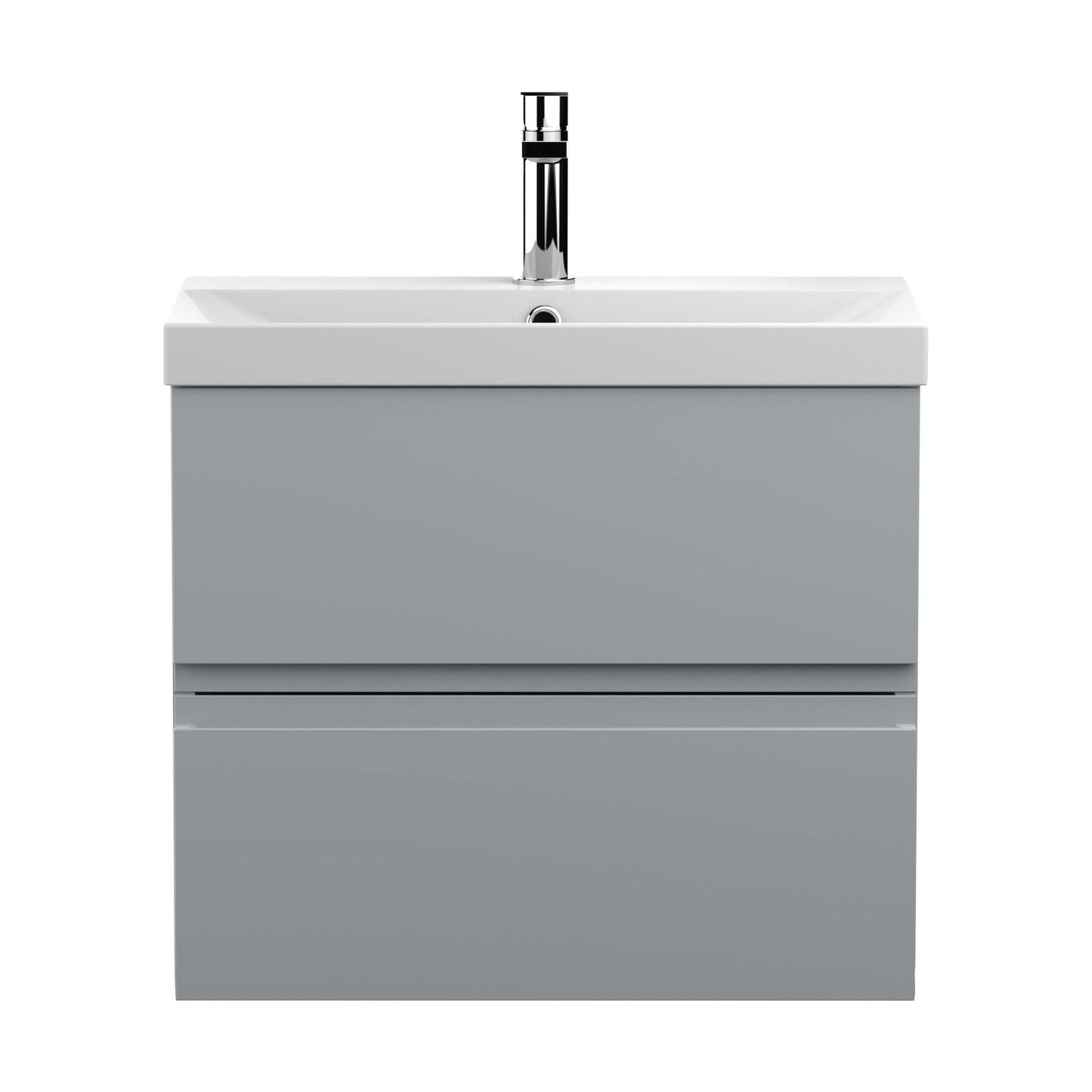 [BFRA204D] Mavesyn Contemporary 2 Drawer Wall Hung Vanity Unit with Thin Edge Basin, Satin Grey, 600mm - Cutout