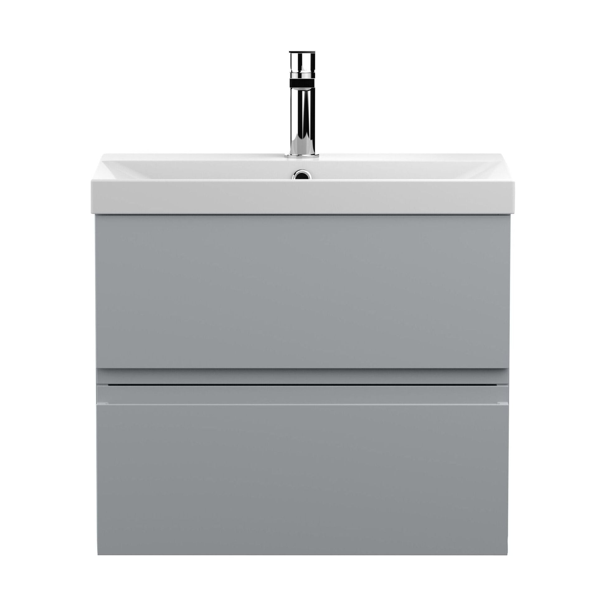 [BFRA204D] Mavesyn Contemporary 2 Drawer Wall Hung Vanity Unit with Thin Edge Basin, Satin Grey, 600mm - Cutout
