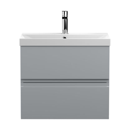 [BFRA204D] Mavesyn Contemporary 2 Drawer Wall Hung Vanity Unit with Thin Edge Basin, Satin Grey, 600mm - Cutout