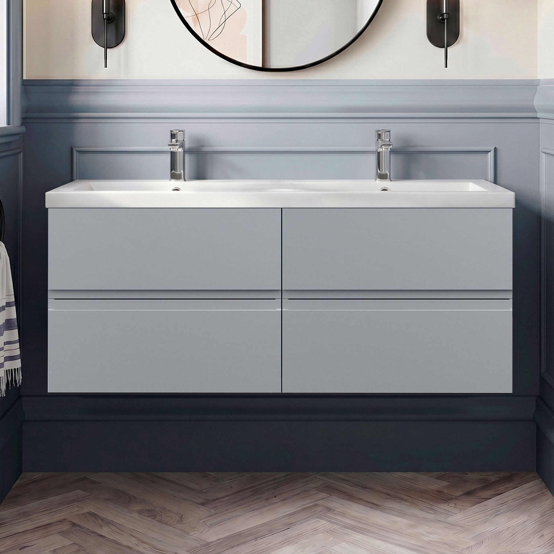 [BFRA204F] Mavesyn Contemporary 4 Drawer Wall Hung Vanity Unit with Basin - Choice of Colour - Silo