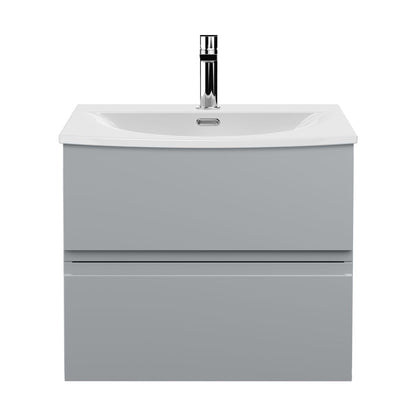 [BFRA204G] Mavesyn Contemporary 2 Drawer Wall Hung Vanity Unit with Curved Basin, Satin Grey, 600mm - Cutout