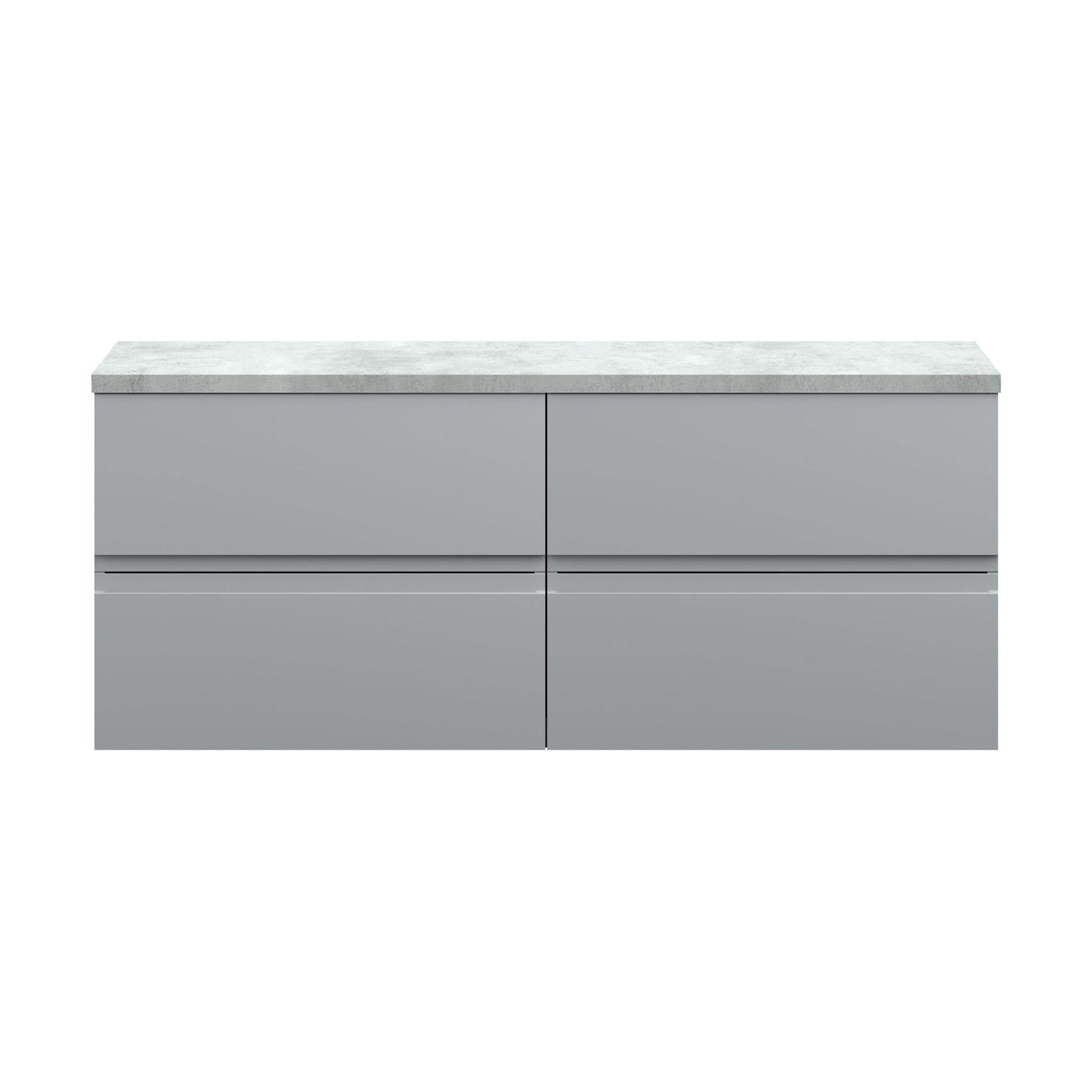 [BFRA204LBG2] Mavesyn Contemporary 4 Drawer Wall Hung Vanity Unit with Laminate Worktop, Satin Grey, 1200mm - Cutout