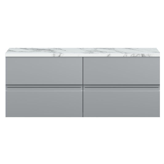 [BFRA204LCM2] Mavesyn Contemporary 4 Drawer Wall Hung Vanity Unit with Laminate Worktop, Satin Grey, 1200mm - Cutout