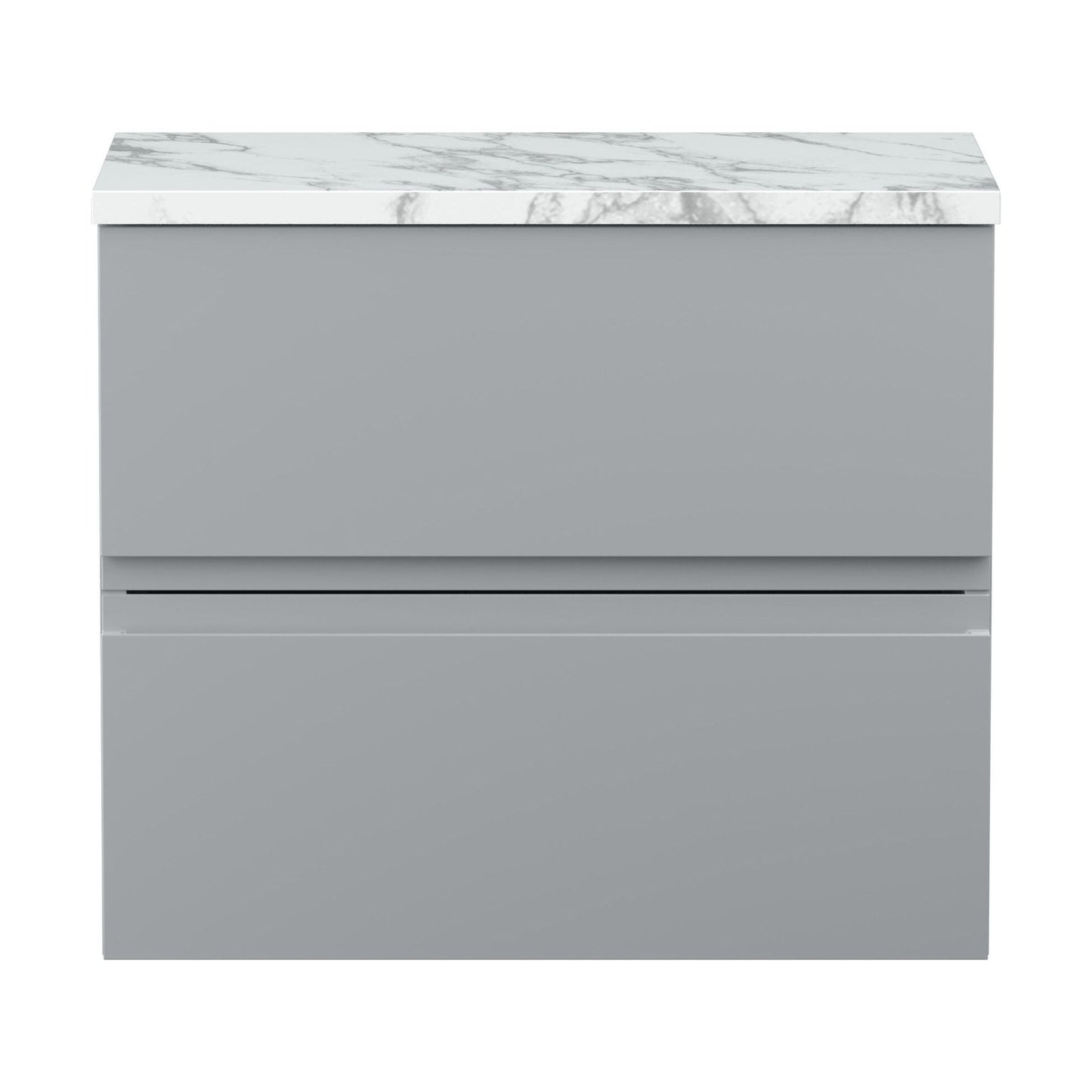 [BFRA204LCM] Mavesyn Contemporary 2 Drawer Wall Hung Vanity Unit with Laminate Worktop, Satin Grey, 600mm - Cutout