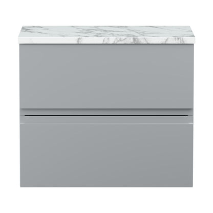 [BFRA204LCM] Mavesyn Contemporary 2 Drawer Wall Hung Vanity Unit with Laminate Worktop, Satin Grey, 600mm - Cutout