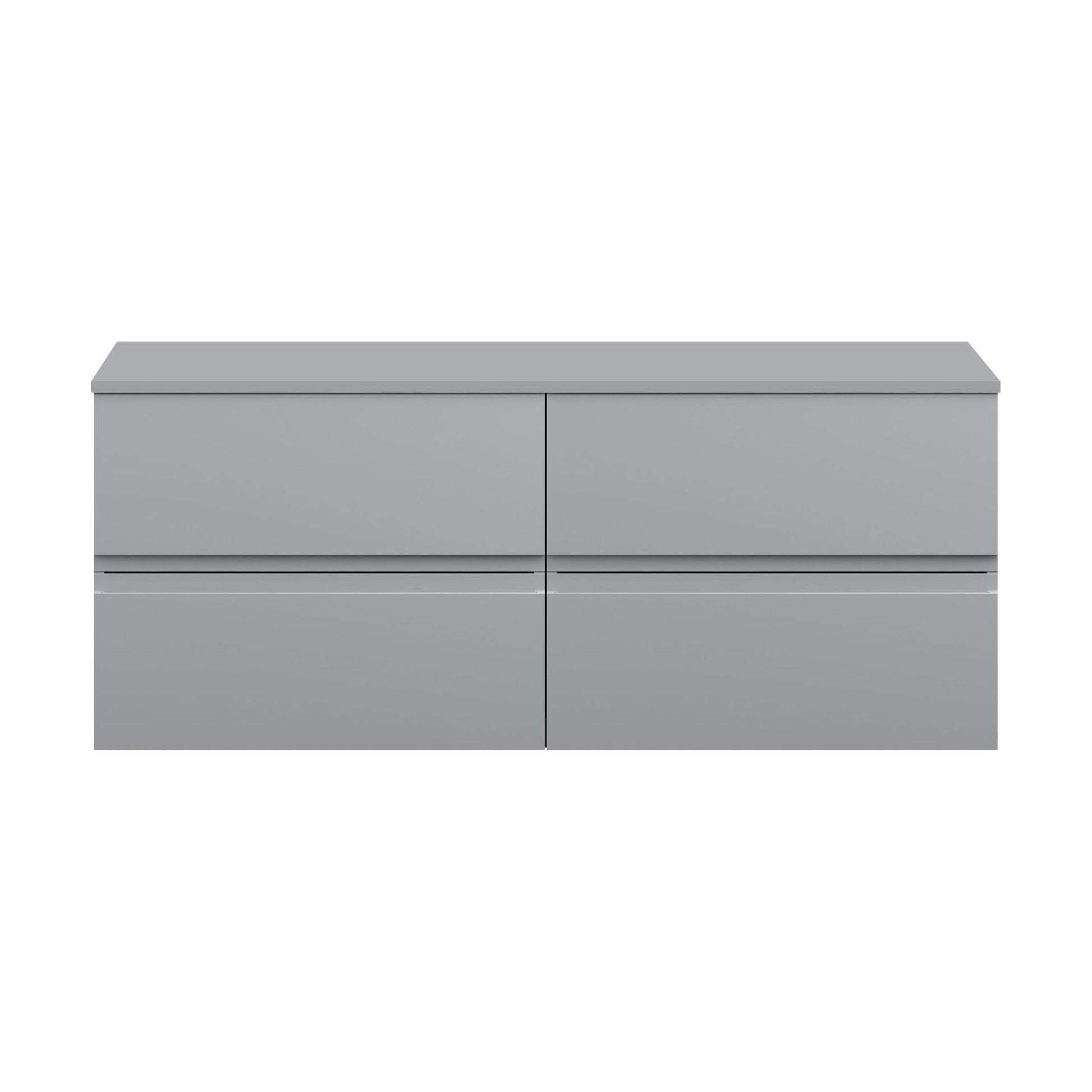[BFRA204W2] Mavesyn Contemporary 4 Drawer Wall Hung Vanity Unit with Worktop, Satin Grey, 1200mm - Cutout