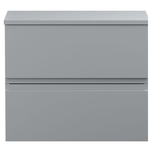 [BFRA204W] Mavesyn Contemporary 2 Drawer Wall Hung Vanity Unit with Worktop, Satin Grey, 600mm - Cutout