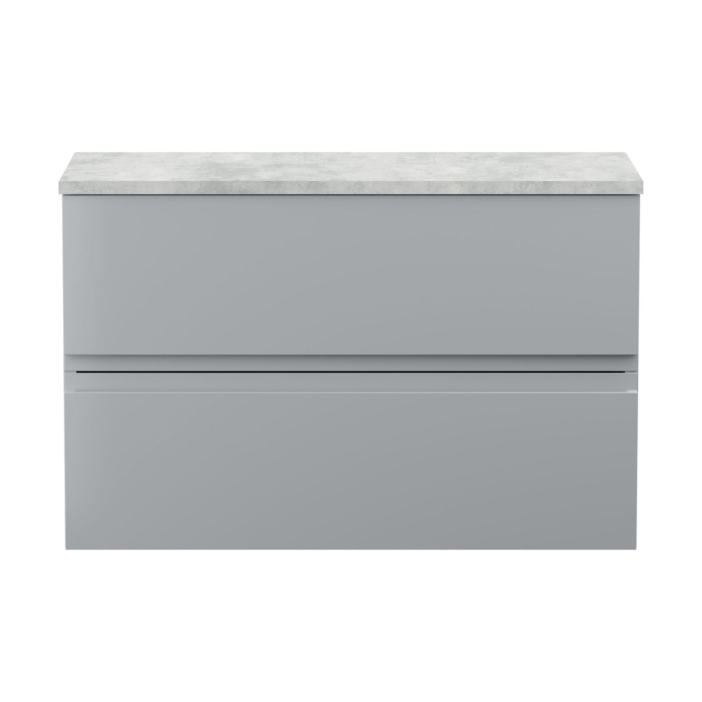 [BFRA206LBG] Mavesyn Contemporary 2 Drawer Wall Hung Vanity Unit with Laminate Worktop, Satin Grey, 805mm - Cutout