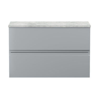 [BFRA206LBG] Mavesyn Contemporary 2 Drawer Wall Hung Vanity Unit with Laminate Worktop, Satin Grey, 805mm - Cutout