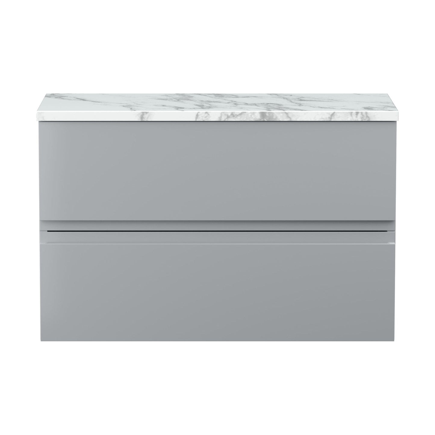[BFRA206LCM] Mavesyn Contemporary 2 Drawer Wall Hung Vanity Unit with Laminate Worktop, Satin Grey, 800mm - Cutout