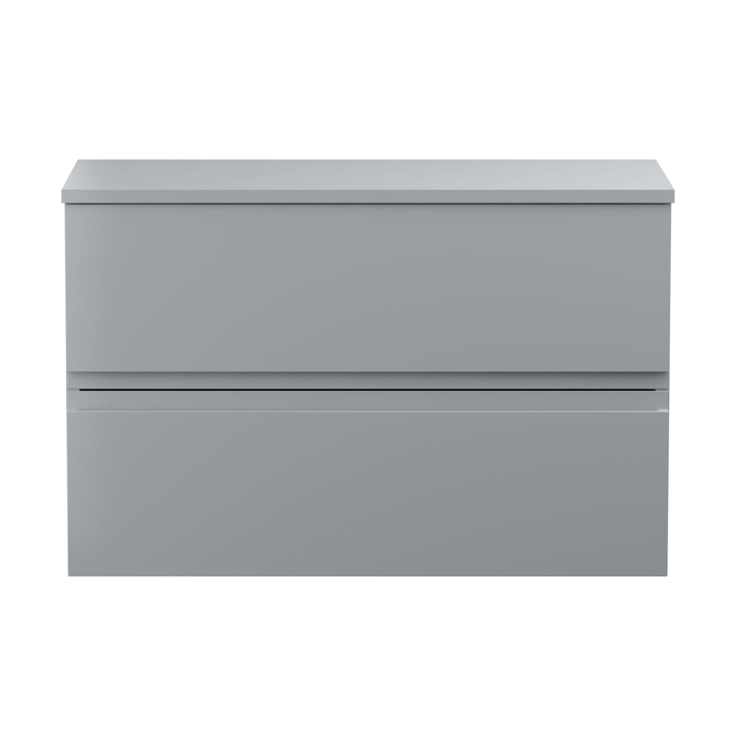 [BFRA206W] Mavesyn Contemporary 2 Drawer Wall Hung Vanity Unit with Worktop, Satin Grey, 800mm - Cutout