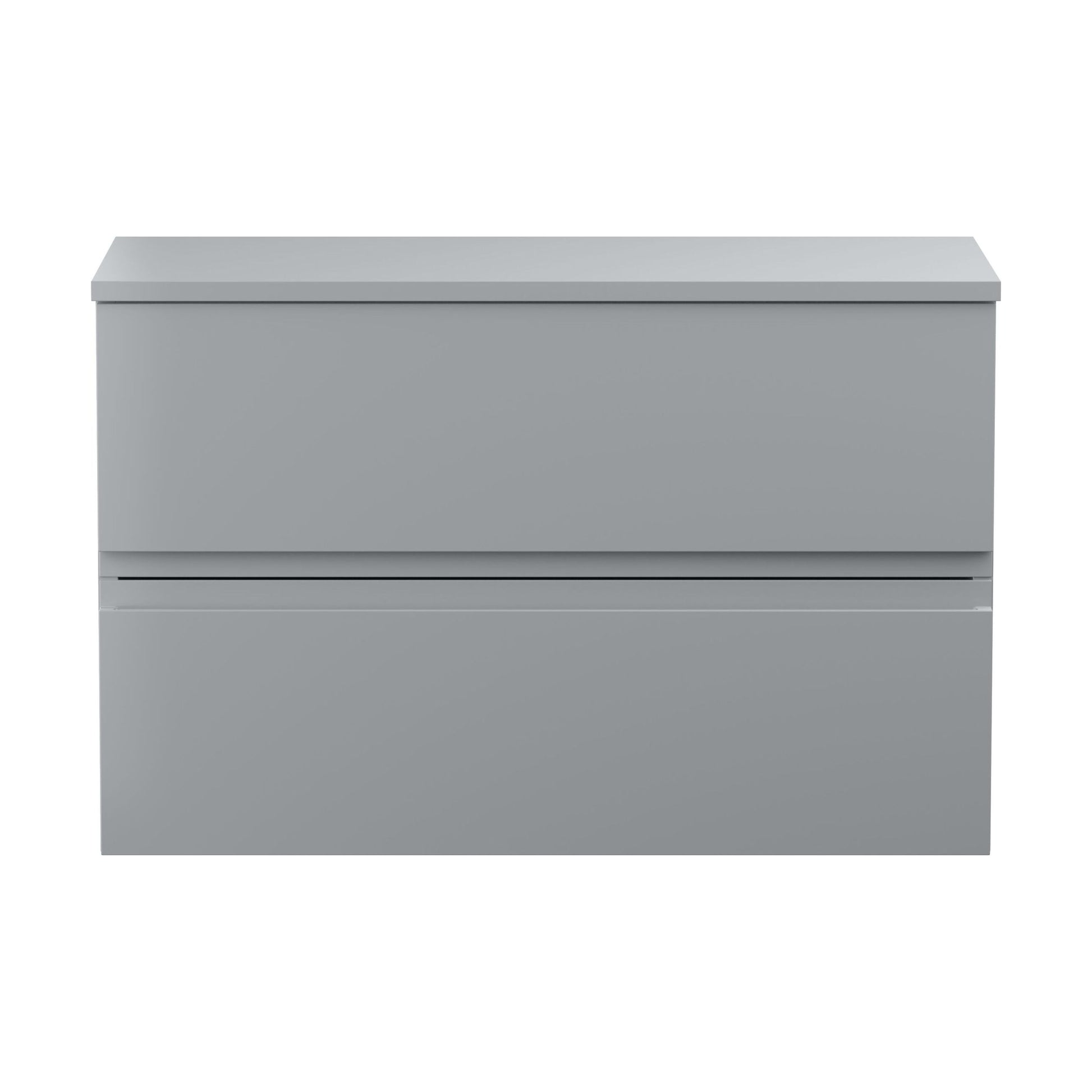 [BFRA206W] Mavesyn Contemporary 2 Drawer Wall Hung Vanity Unit with Worktop, Satin Grey, 800mm - Cutout