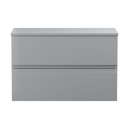 [BFRA206W] Mavesyn Contemporary 2 Drawer Wall Hung Vanity Unit with Worktop, Satin Grey, 800mm - Cutout