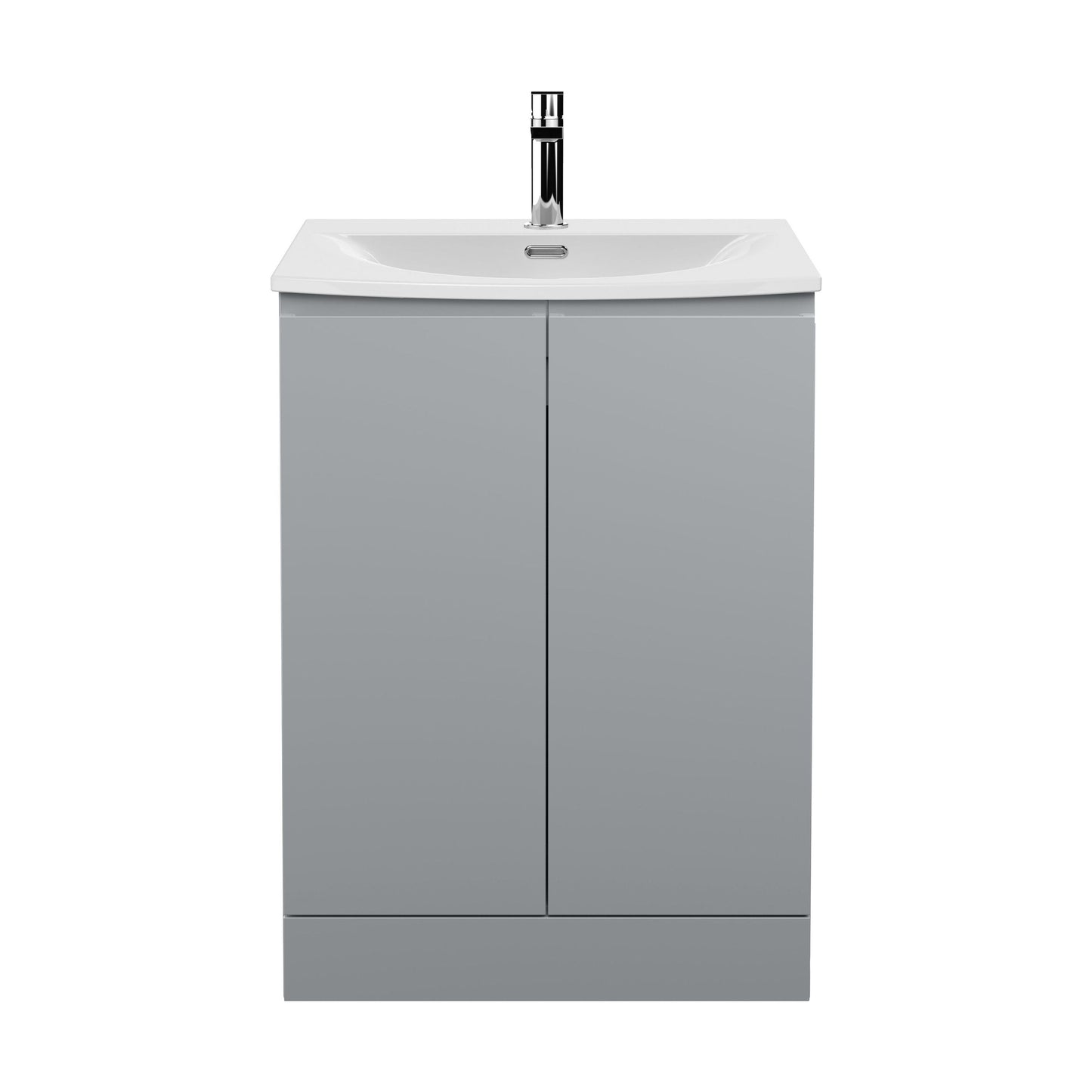 [BFRA208G] Mavesyn Contemporary 2 Door Floor Standing Vanity Unit with Curved Basin, Satin Grey, 600mm - Cutout