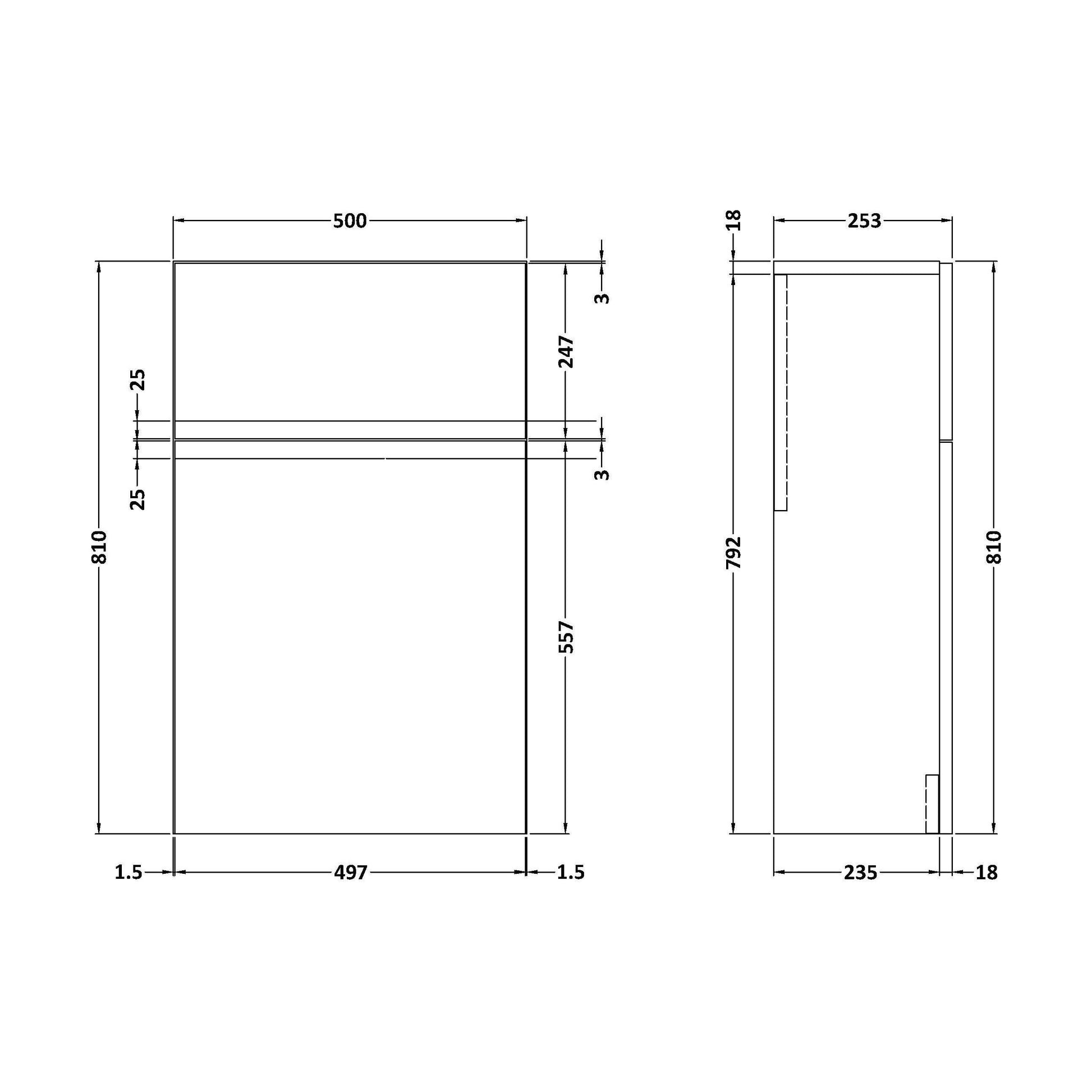 [BFRA241] 500 WC Unit - Technical Drawing