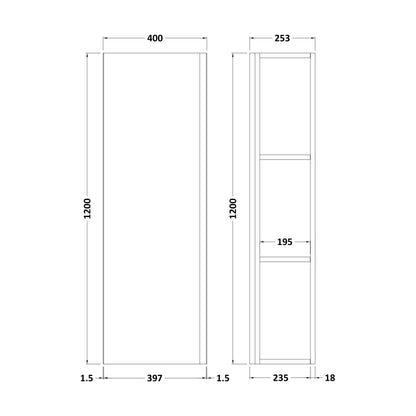 [BFRA262] Tall Wall Hung Unit - Technical Drawing