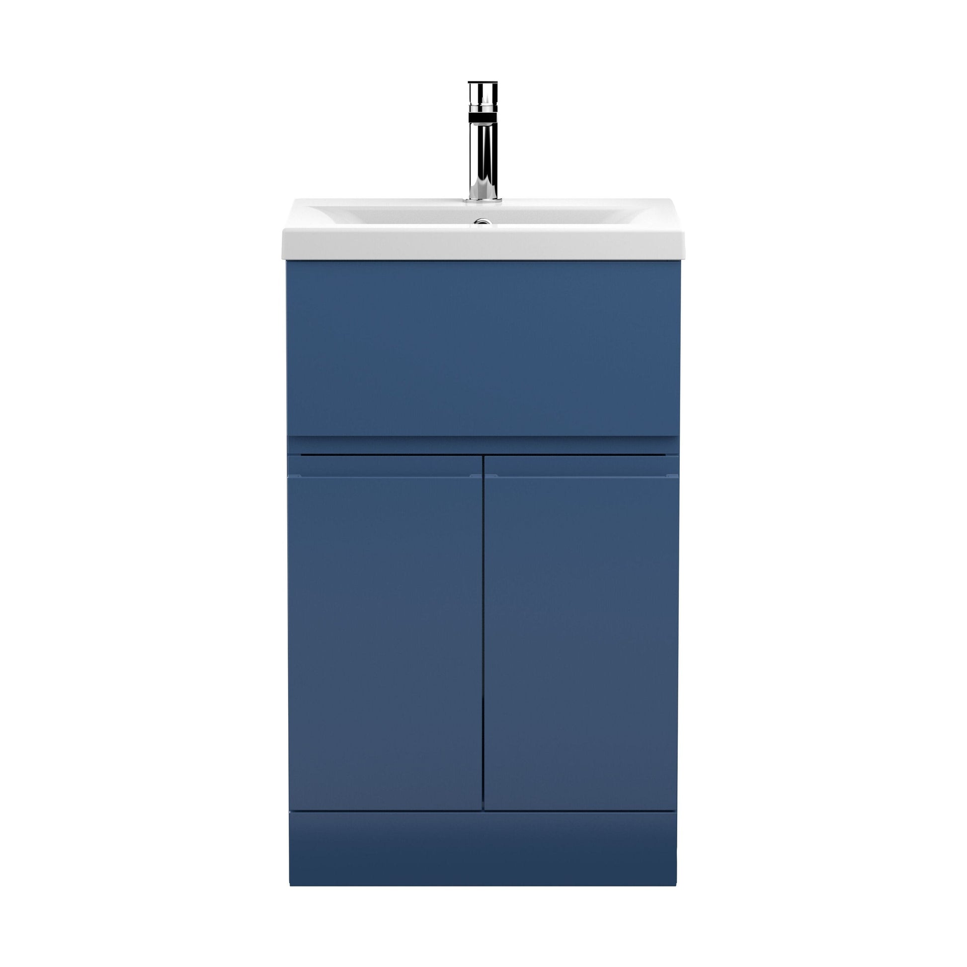 [BFRA301A] Rapture Floor Standing Vanity Basin Unit with Mid-Edge Ceramic Basin (Tap Not Included), 500mm - Satin Blue - Balterley - Cutout