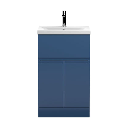 [BFRA301A] Rapture Floor Standing Vanity Basin Unit with Mid-Edge Ceramic Basin (Tap Not Included), 500mm - Satin Blue - Balterley - Cutout