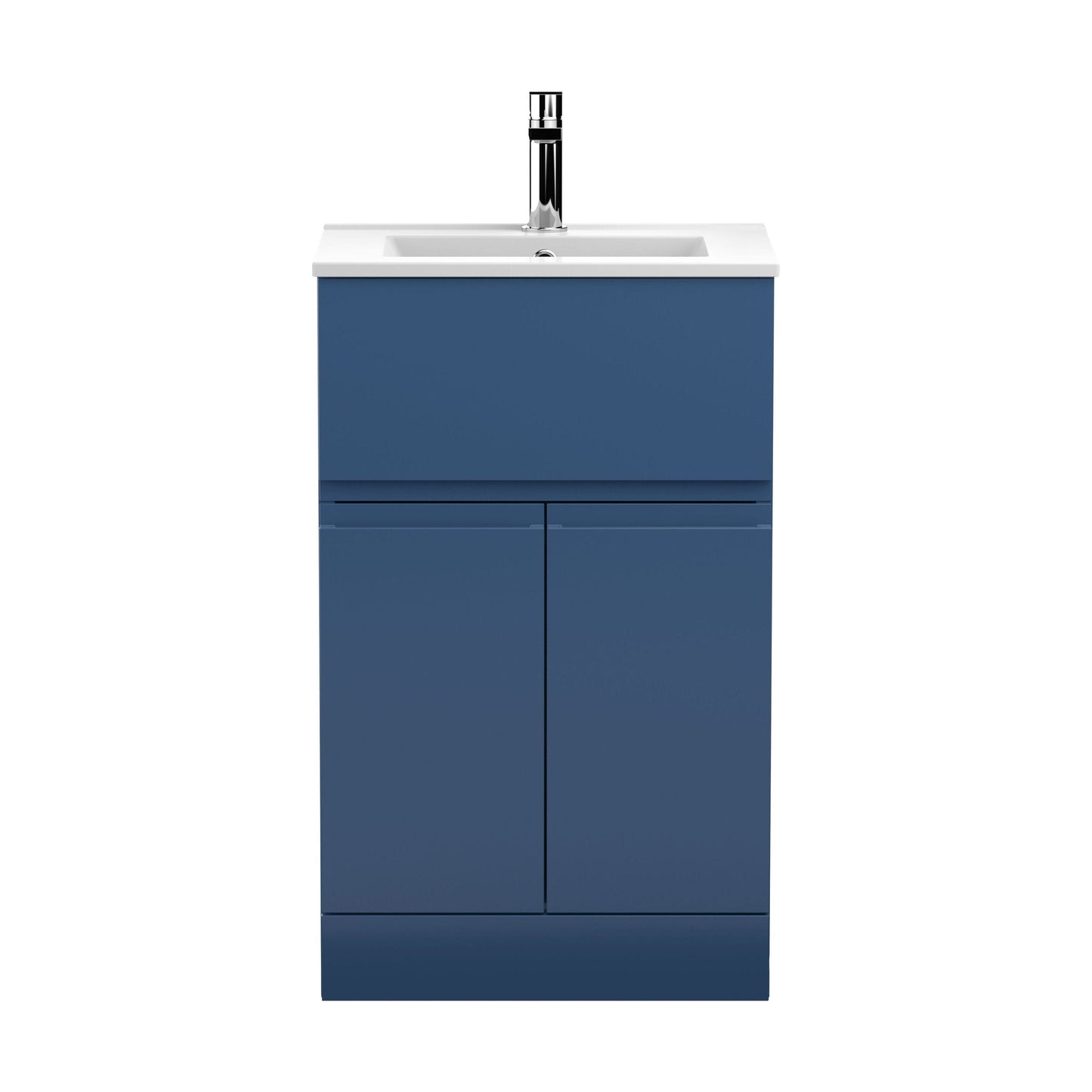 [BFRA301B] Rapture Floor Standing Vanity Basin Unit with Minimalist Ceramic Basin (Tap Not Included), 500mm - Satin Blue - Balterley - Cutout