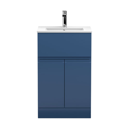 [BFRA301B] Rapture Floor Standing Vanity Basin Unit with Minimalist Ceramic Basin (Tap Not Included), 500mm - Satin Blue - Balterley - Cutout