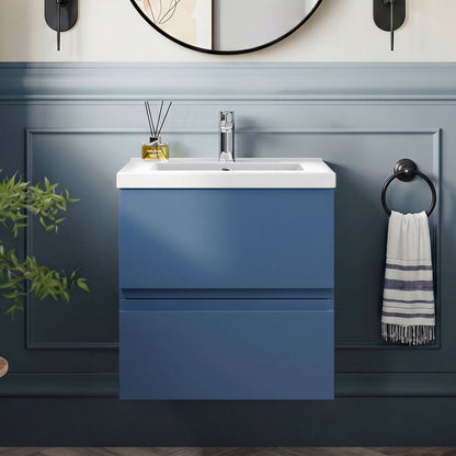 [BFRA302B] Mavesyn Contemporary 2 Drawer Wall Hung Vanity Unit with Minimalist Basin - Choice of Size and Colour - Silo