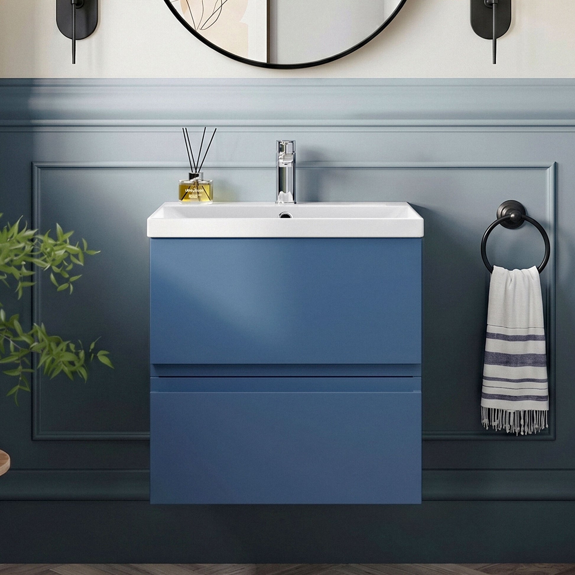 [BFRA302D] Mavesyn Contemporary 2 Drawer Wall Hung Vanity Unit with Thin Edge Basin - Choice of Size and Colour - Silo