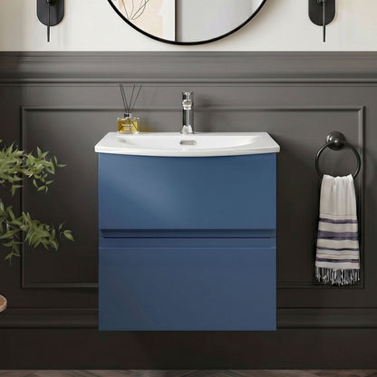 [BFRA302G] Mavesyn Contemporary 2 Drawer Wall Hung Vanity Unit with Curved Basin - Choice of Size and Colour - Silo