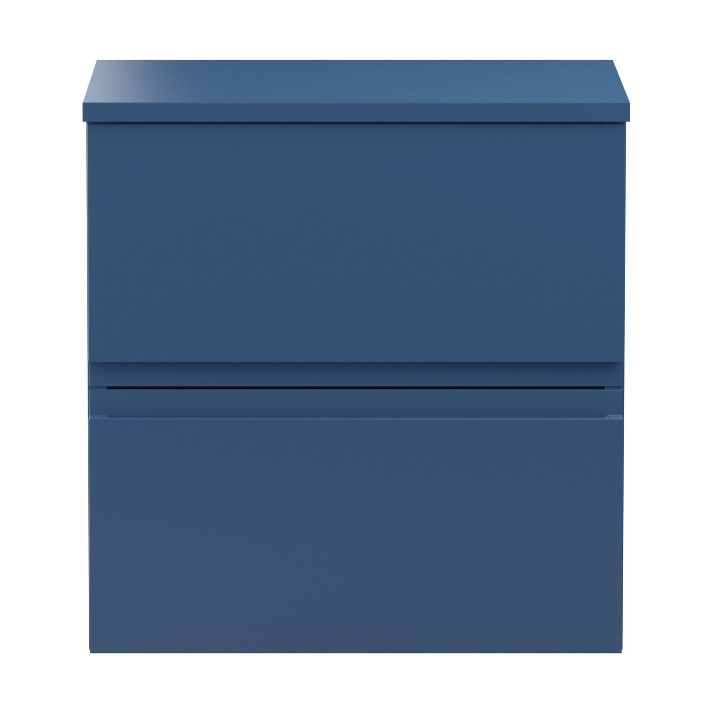 [BFRA302W] Mavesyn Contemporary 2 Drawer Wall Hung Vanity Unit with Worktop, Dark Blue, 500mm - Cutout