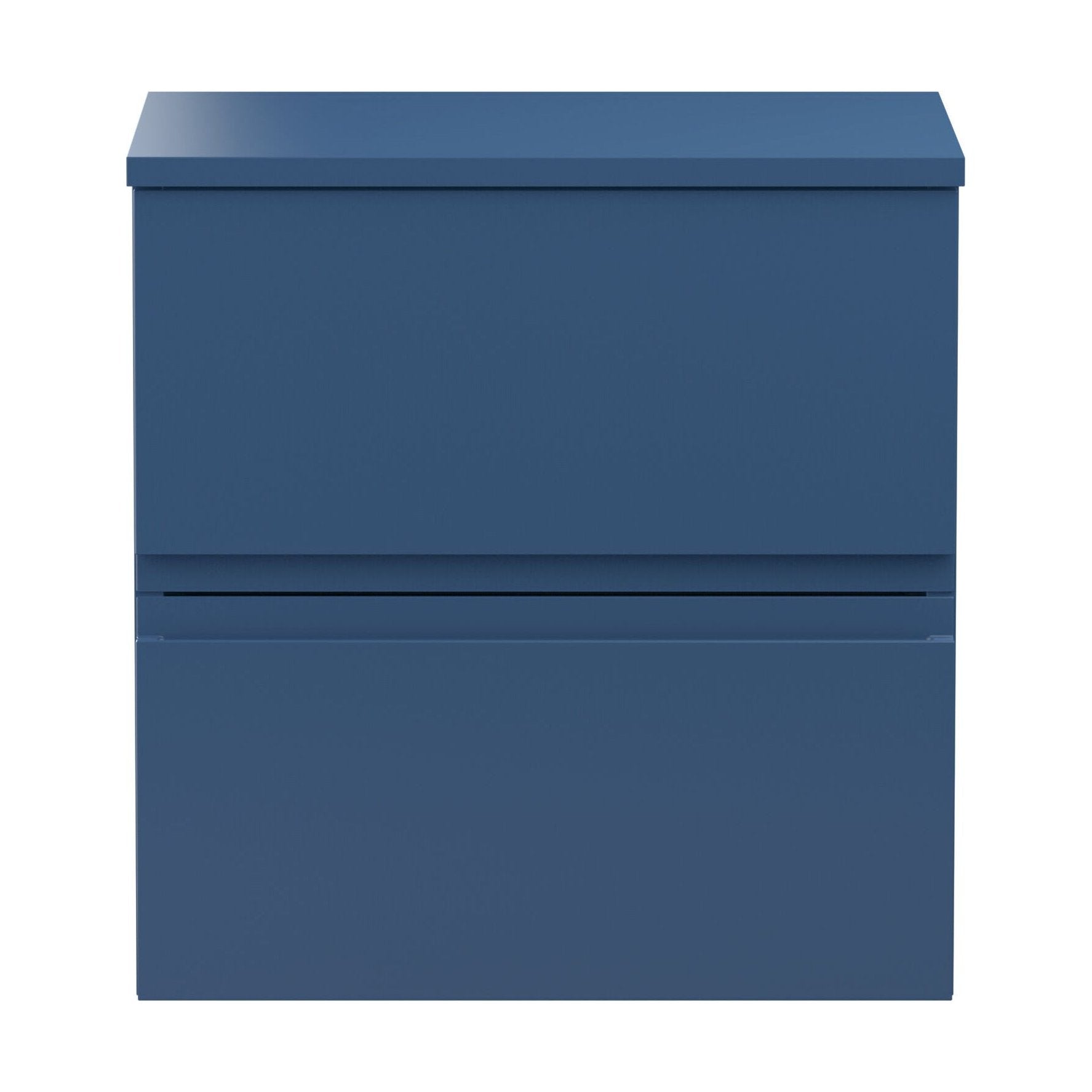 [BFRA302W] Mavesyn Contemporary 2 Drawer Wall Hung Vanity Unit with Worktop, Dark Blue, 500mm - Cutout