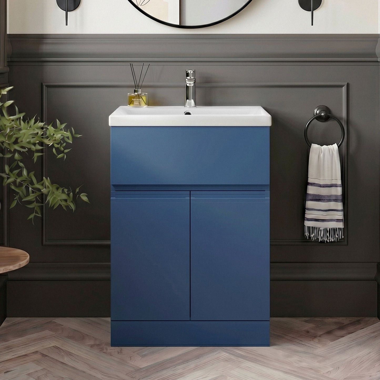 [BFRA303D] Mavesyn Contemporary 2 Door 1 Drawer Floor Standing Vanity Unit with Thin Edge Basin - Choice of Size and Colour - Silo