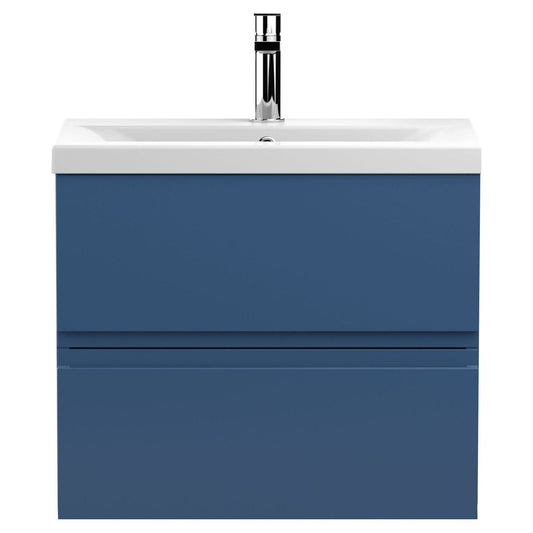 [BFRA304A] Mavesyn Contemporary 2 Drawer Wall Hung Vanity Unit with Mid-Edge Basin, Dark Blue, 600mm - Cutout
