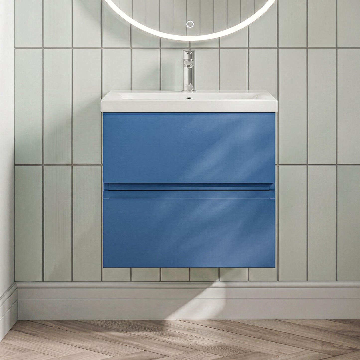 [BFRA304A] Mavesyn Contemporary 2 Drawer Wall Hung Vanity Unit with Mid-Edge Basin - Choice of Size and Colour - Silo