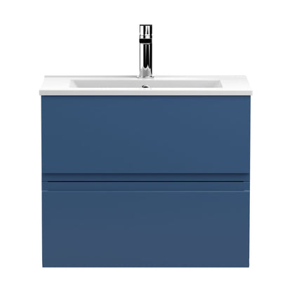 [BFRA304B] Mavesyn Contemporary 2 Drawer Wall Hung Vanity Unit with Minimalist Basin, Dark Blue, 600mm - Cutout