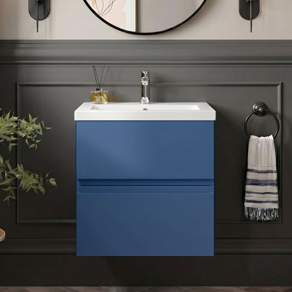 [BFRA304B] Mavesyn Contemporary 2 Drawer Wall Hung Vanity Unit with Minimalist Basin - Choice of Size and Colour - Silo