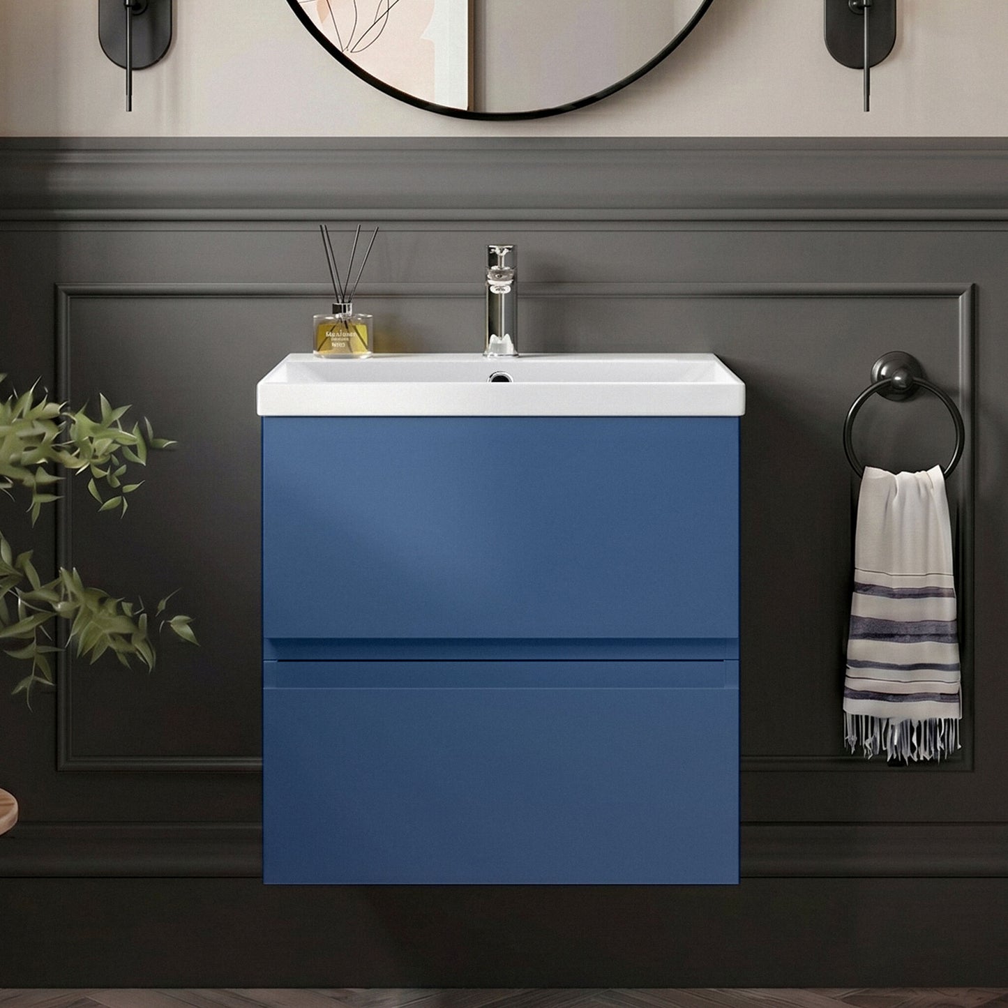[BFRA304D] Mavesyn Contemporary 2 Drawer Wall Hung Vanity Unit with Thin Edge Basin - Choice of Size and Colour - Silo