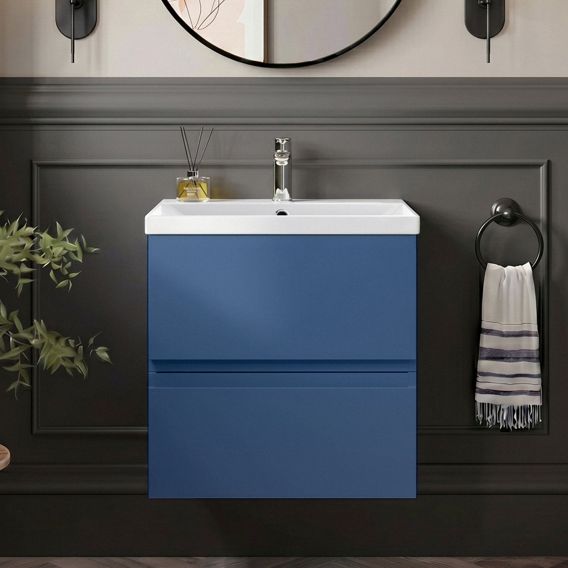 [BFRA304D] Mavesyn Contemporary 2 Drawer Wall Hung Vanity Unit with Thin Edge Basin - Choice of Size and Colour - Silo