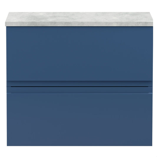 [BFRA304LBG] Mavesyn Contemporary 2 Drawer Wall Hung Vanity Unit with Laminate Worktop, Dark Blue, 600mm - Cutout