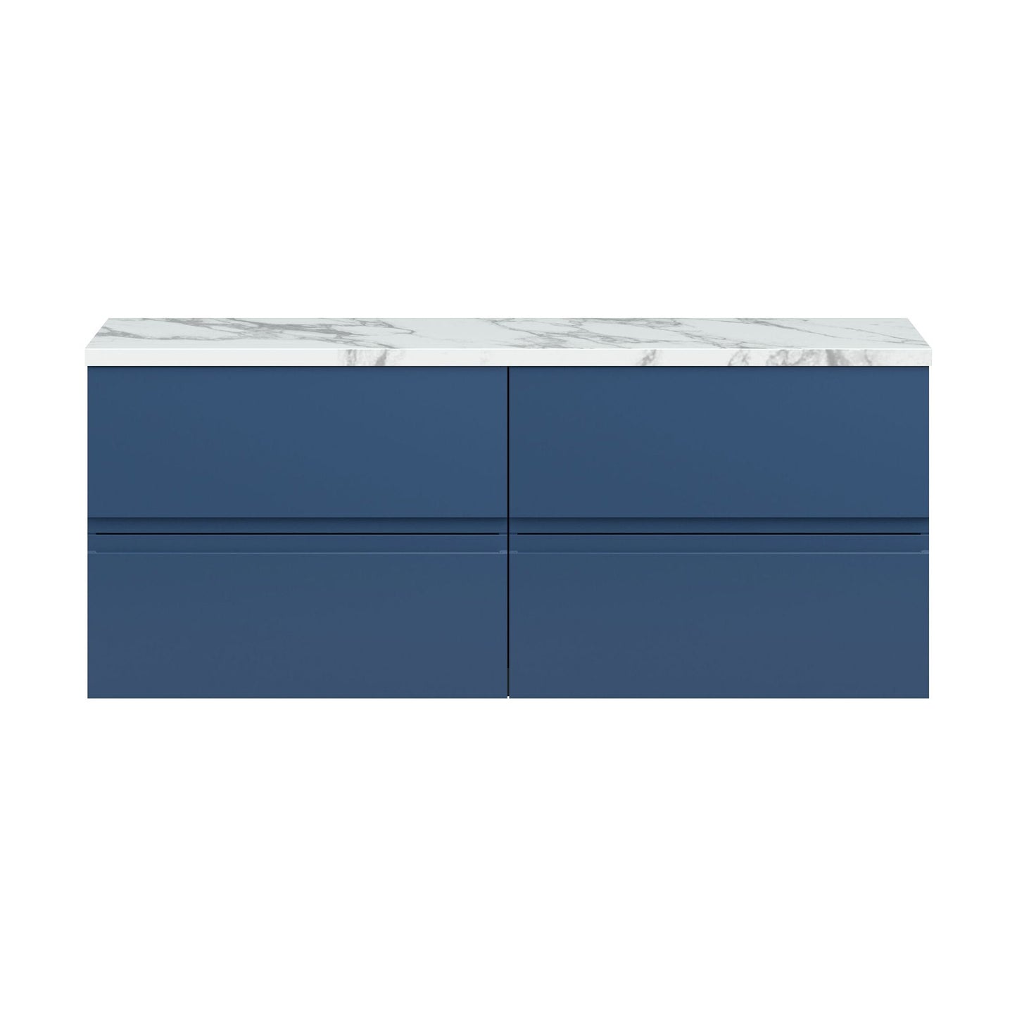 [BFRA304LCM2] Mavesyn Contemporary 4 Drawer Wall Hung Vanity Unit with Laminate Worktop, Dark Blue, 1200mm - Cutout