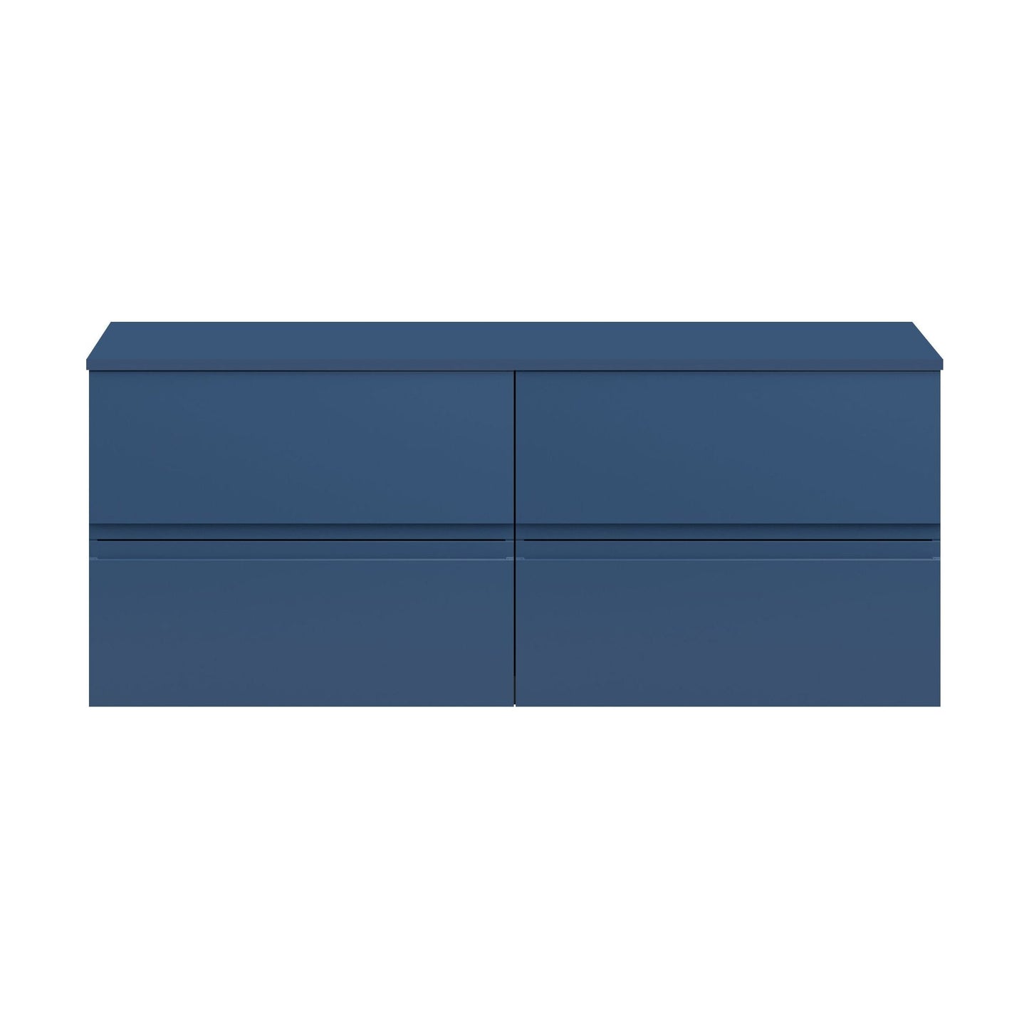 [BFRA304W2] Mavesyn Contemporary 4 Drawer Wall Hung Vanity Unit with Worktop, Dark Blue, 1200mm - Cutout