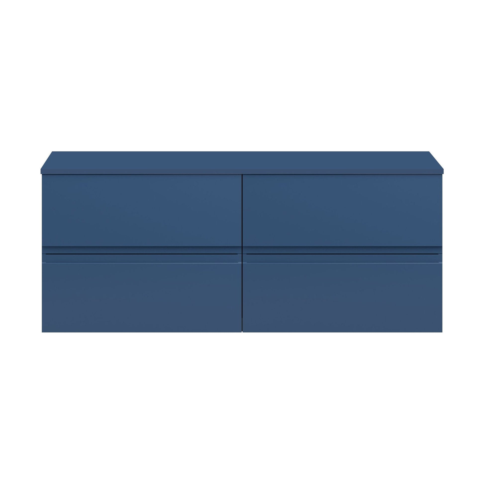 [BFRA304W2] Mavesyn Contemporary 4 Drawer Wall Hung Vanity Unit with Worktop, Dark Blue, 1200mm - Cutout