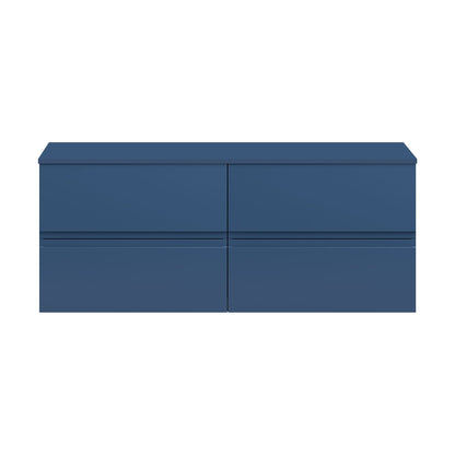 [BFRA304W2] Mavesyn Contemporary 4 Drawer Wall Hung Vanity Unit with Worktop, Dark Blue, 1200mm - Cutout