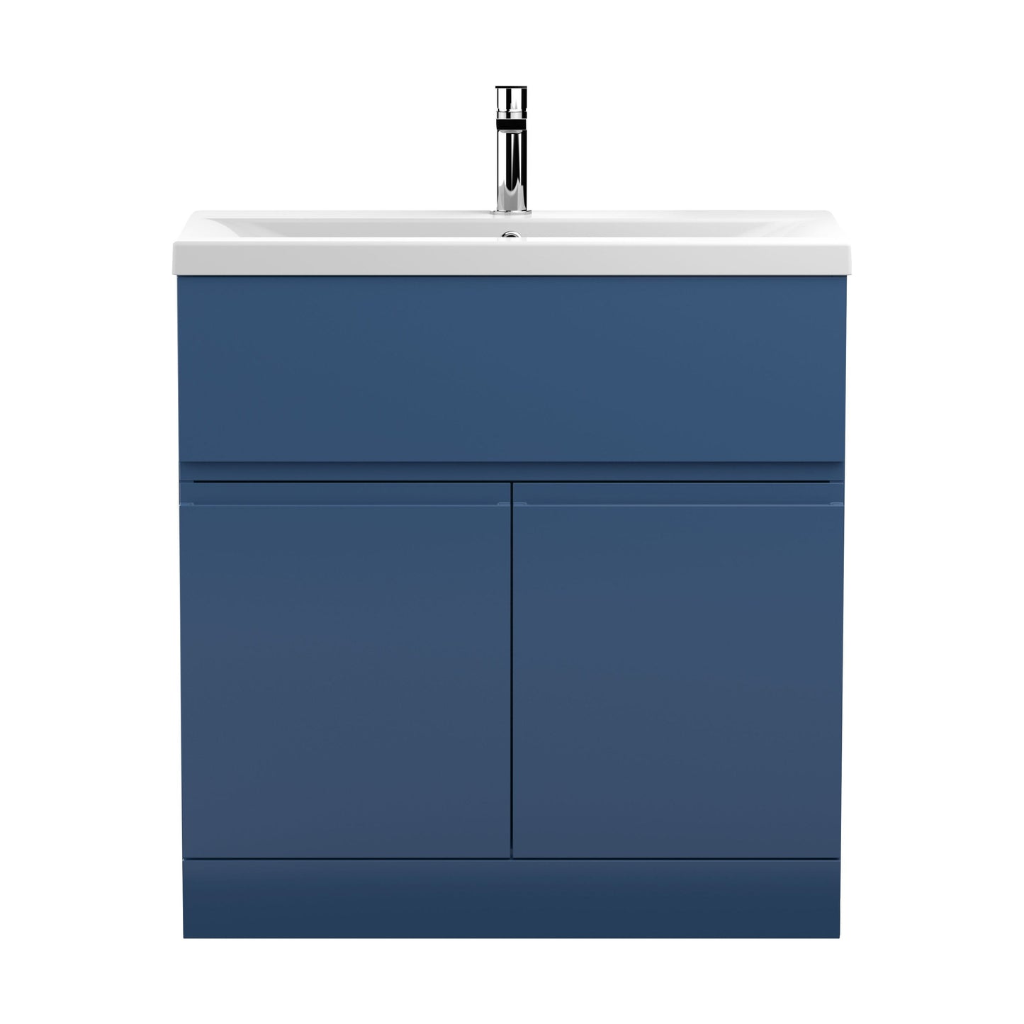 [BFRA305A] Mavesyn Contemporary 2 Door 1 Drawer Floor Standing Vanity Unit with Mid-Edge Basin, Dark Blue, 800mm - Cutout
