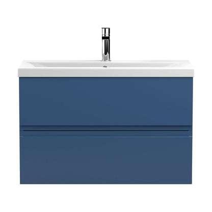 [BFRA306A] Mavesyn Contemporary 2 Drawer Wall Hung Vanity Unit with Mid-Edge Basin, Dark Blue, 800mm - Cutout