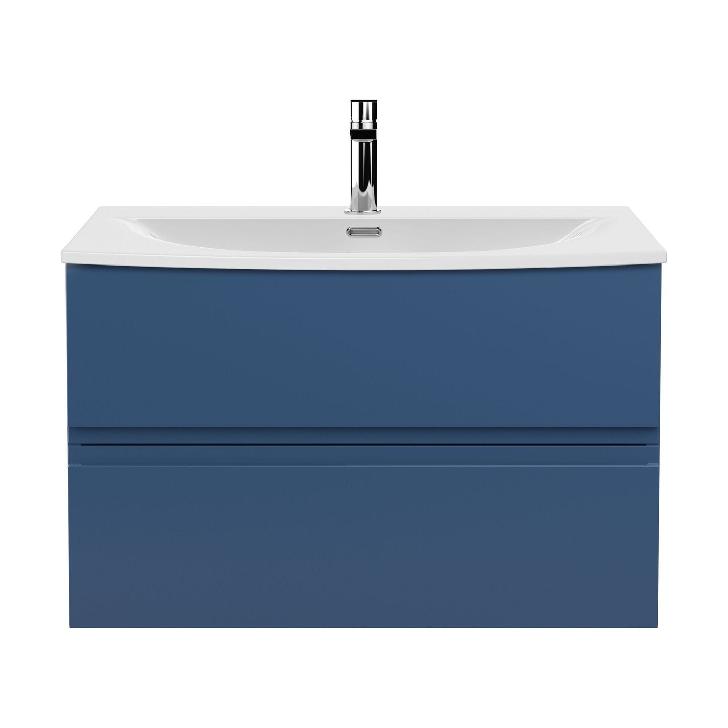 [BFRA306G] Mavesyn Contemporary 2 Drawer Wall Hung Vanity Unit with Curved Basin, Dark Blue, 800mm - Cutout