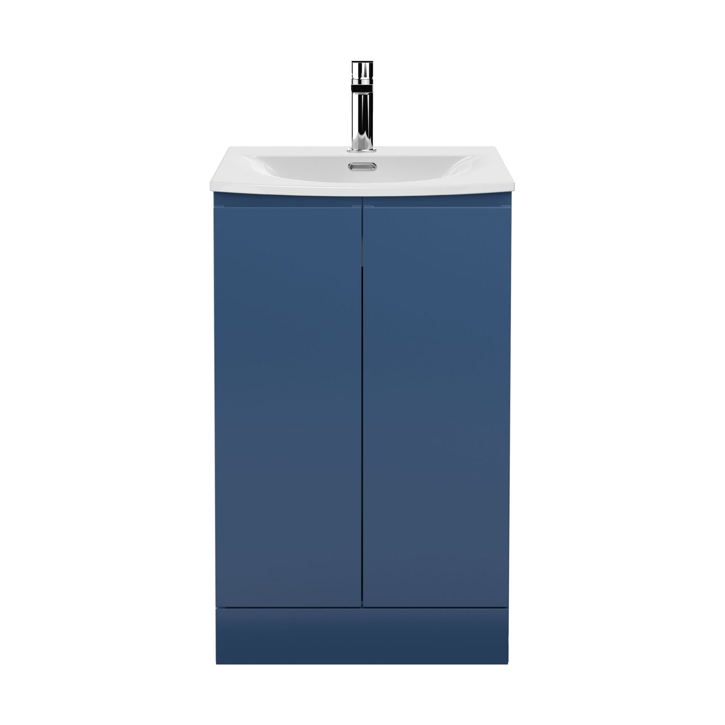[BFRA307G] Mavesyn Contemporary 2 Door Floor Standing Vanity Unit with Curved Basin, Dark Blue, 500mm - Cutout