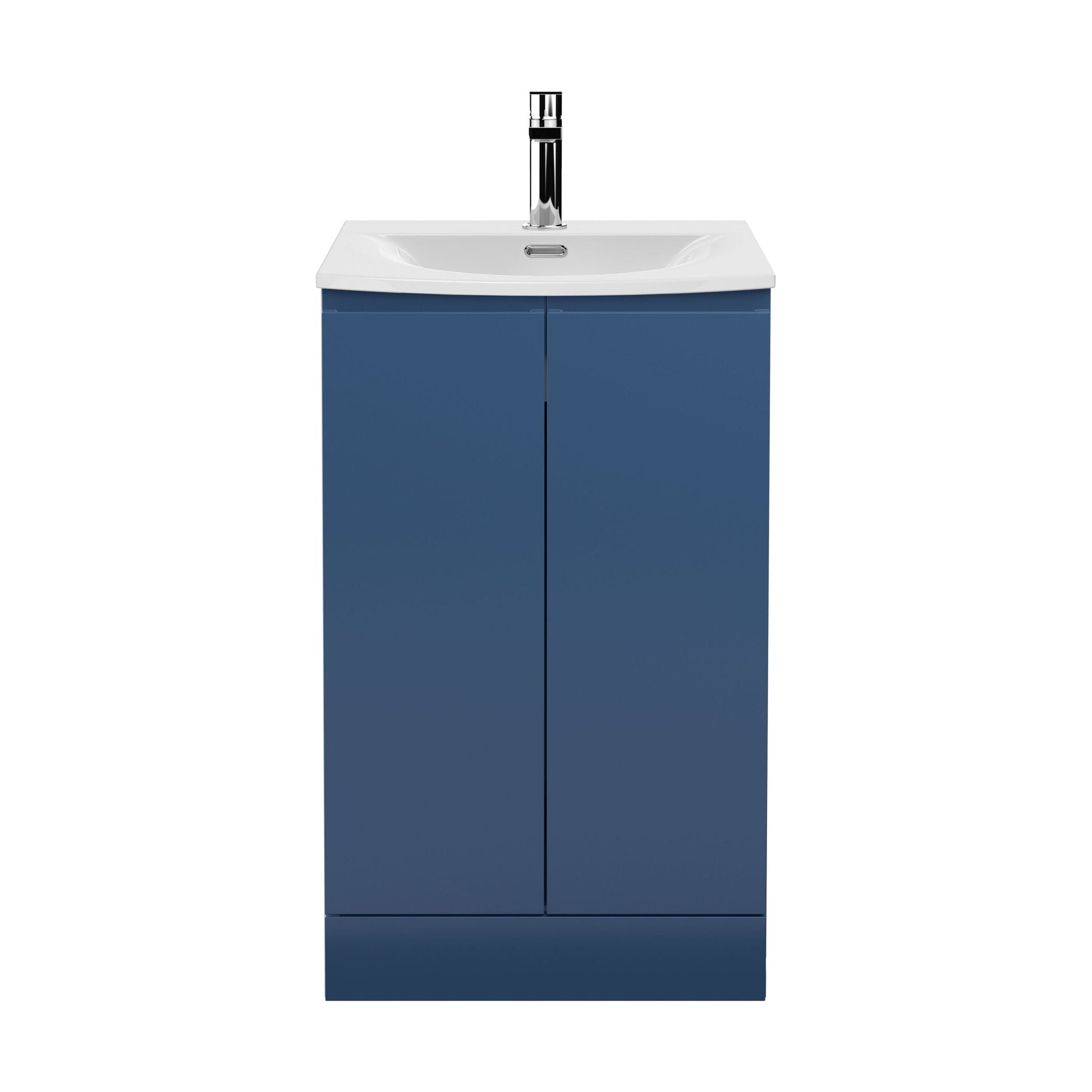 [BFRA307G] Mavesyn Contemporary 2 Door Floor Standing Vanity Unit with Curved Basin, Dark Blue, 500mm - Cutout