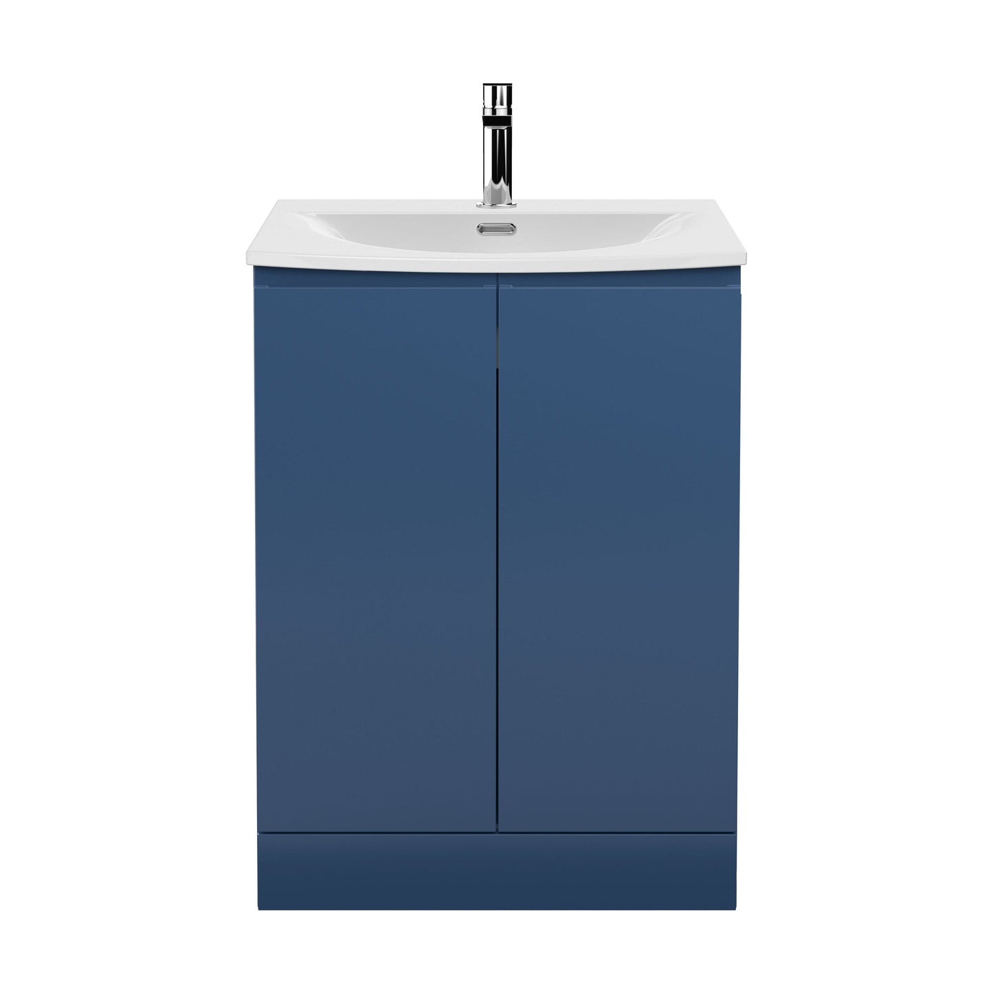 [BFRA308G] Mavesyn Contemporary 2 Door Floor Standing Vanity Unit with Curved Basin, Dark Blue, 600mm - Cutout