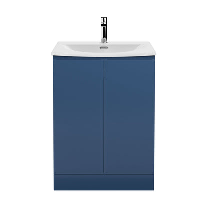 [BFRA308G] Mavesyn Contemporary 2 Door Floor Standing Vanity Unit with Curved Basin, Dark Blue, 600mm - Cutout