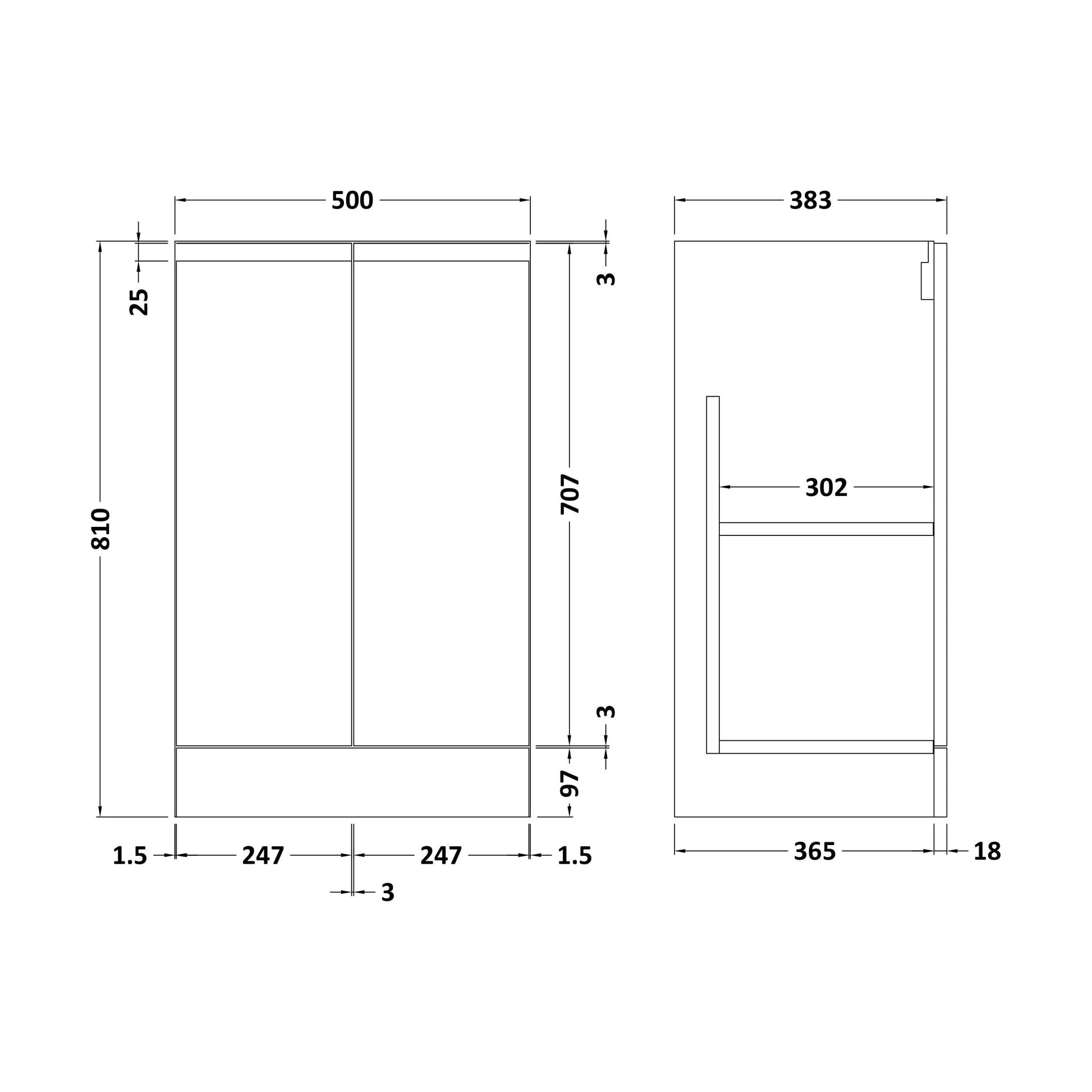 [BFRA323] 500 F/S 2-Door Unit - Technical Drawing