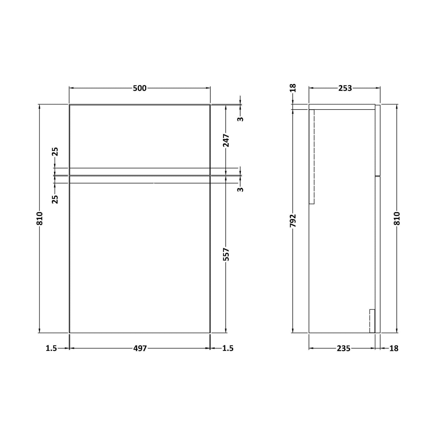 [BFRA341] 500 WC Unit - Technical Drawing